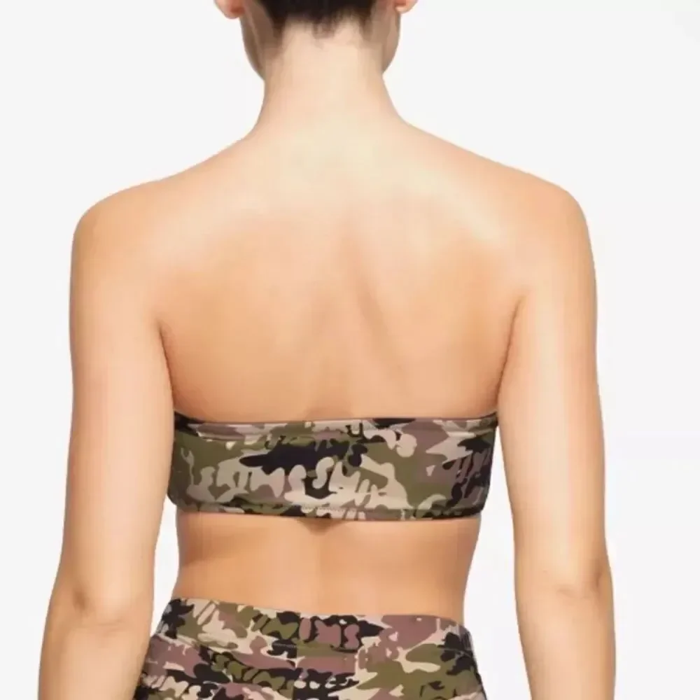 SKIMS Signature Swim Bandeau Bikini Top In Skims Logo Camo Print